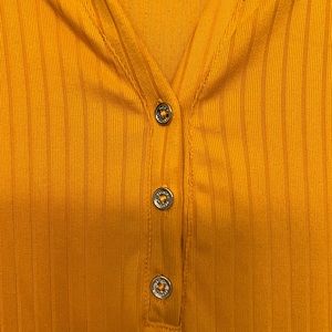 Tommy Hilfiger Plus Size Ribbed Henley Top – Sunflower.